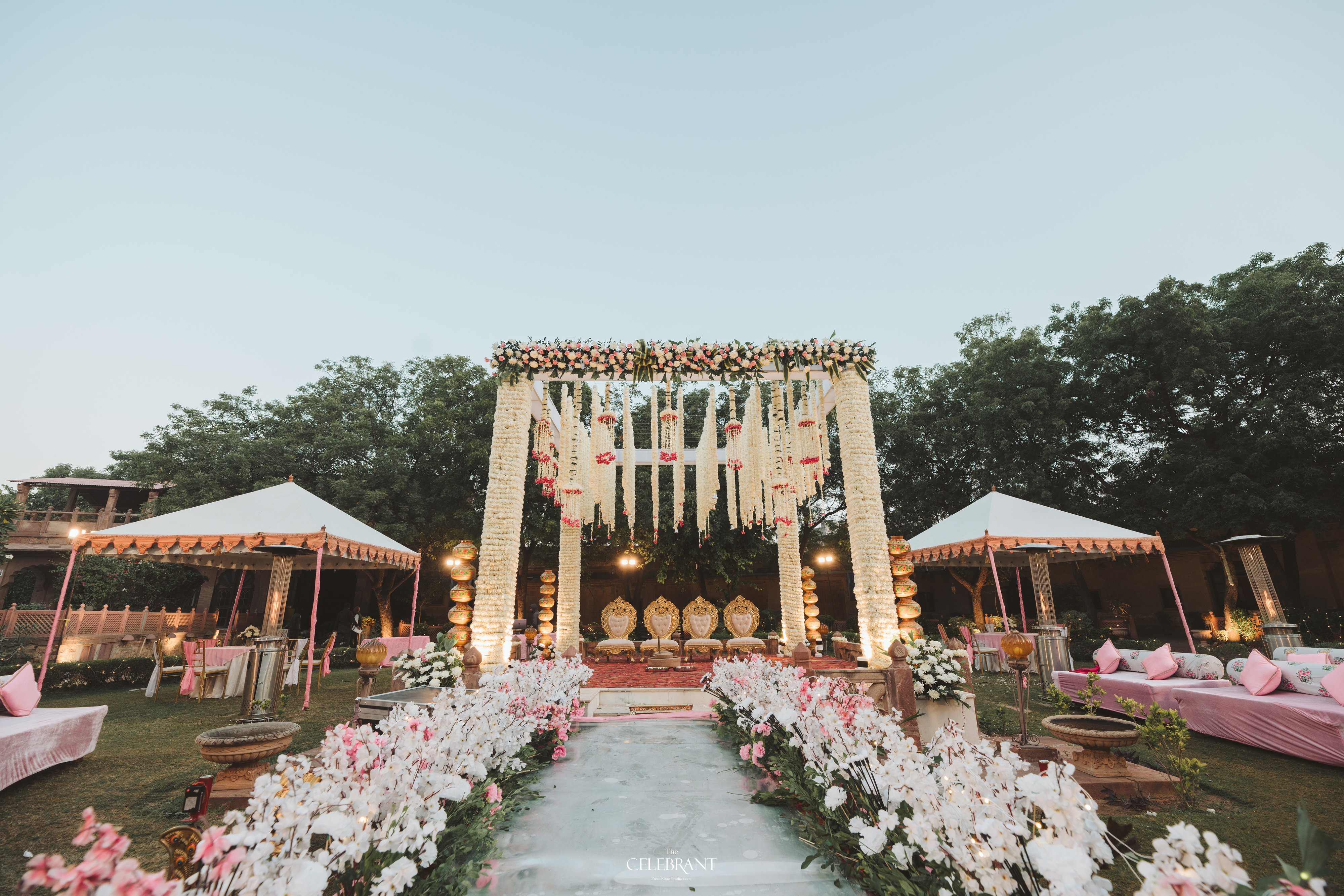 Anuroopa & Vishal Destination Wedding Wedding Mandap at Chanwa Fort, Jodhpur - custom styling by Saaj Weddings